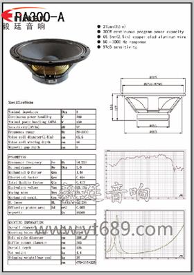 12寸專業(yè)舞臺低音喇叭成品圖、曲線圖