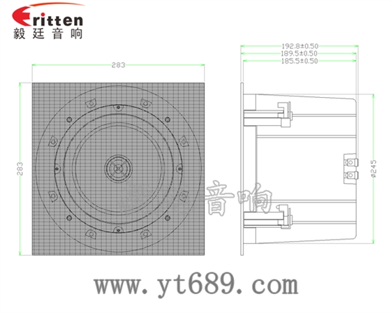 8寸圓筒天花吸頂式喇叭成品圖正面網(wǎng)罩