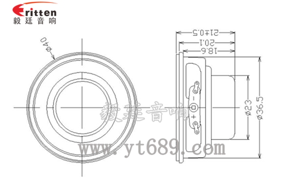 40mm全頻內磁喇叭成品圖