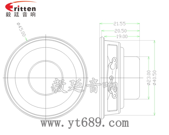 45mm16芯內磁全頻喇叭成品圖 3瓦40mm外磁全頻喇叭成品圖
