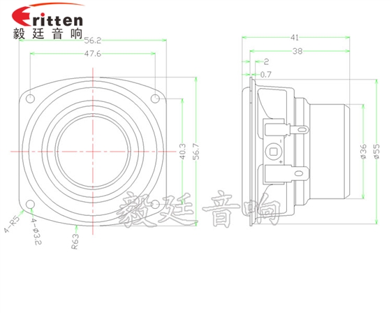 56*57mm 10w藍牙音響喇叭成品圖