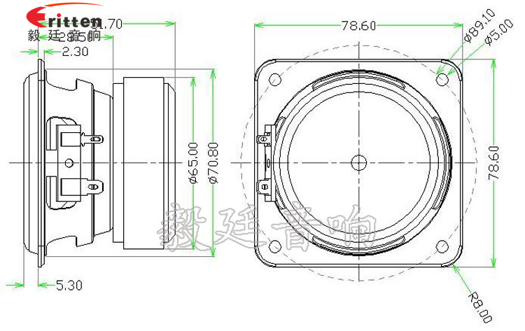 25W全頻多媒體音箱喇叭成品圖 78mm20w全頻內磁喇叭成品圖