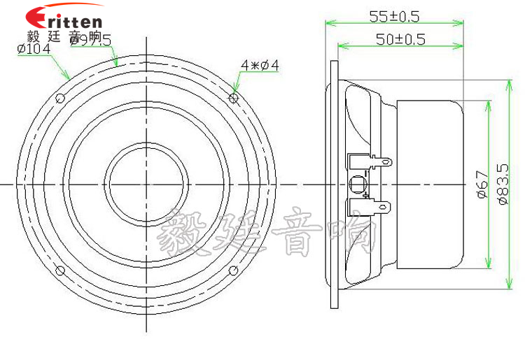 104mm4Ω10W多媒體音響喇叭成品圖 3寸20W全頻HiFi音箱喇叭成品圖