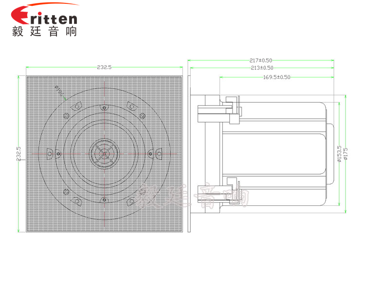 5.25寸圓筒吸頂天花喇叭成品圖方型